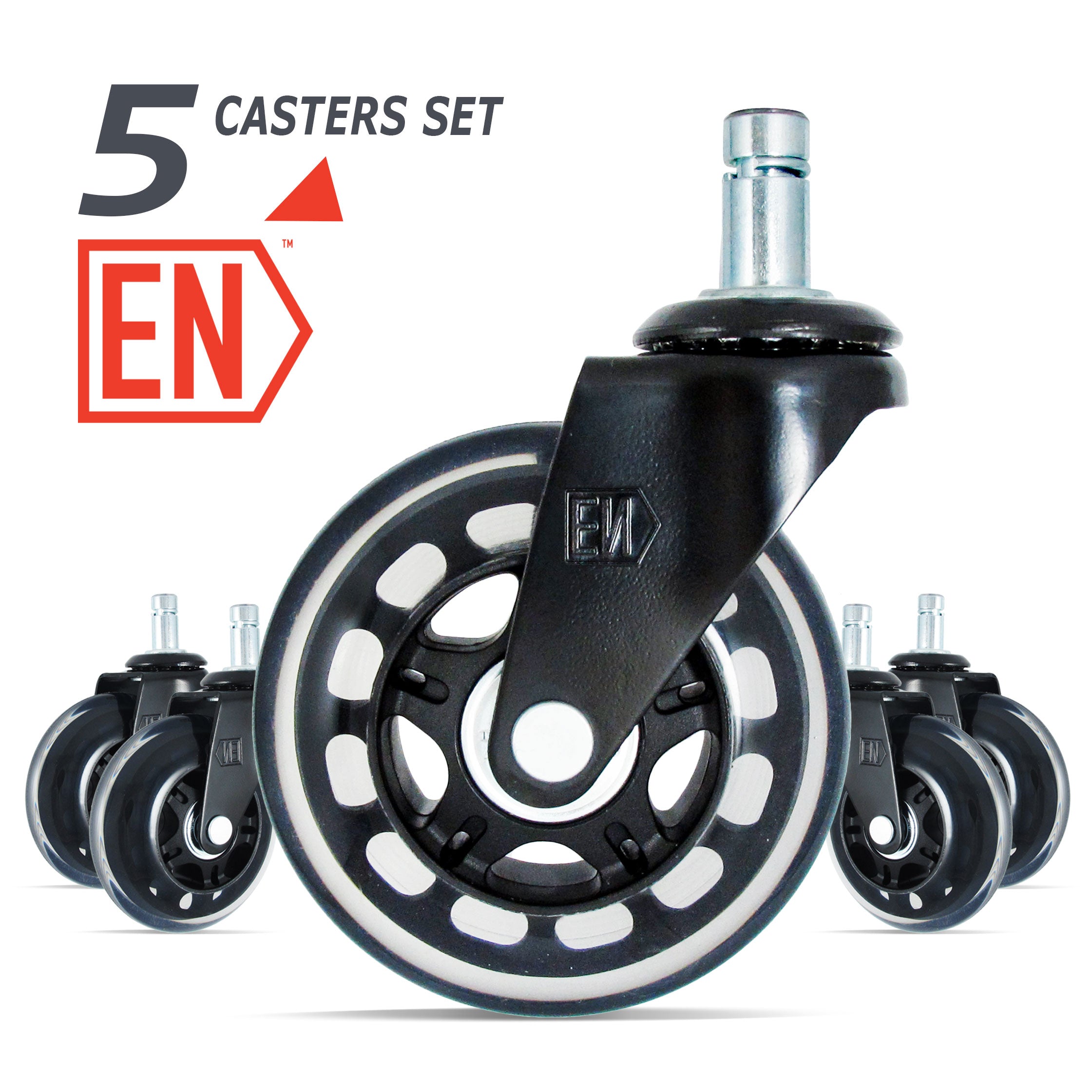 5 WHEEL CASTERS SET FOR HERMAN MILLER AERON CHAIR